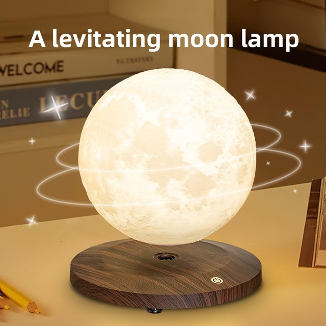 Magnetic Levitating Moon Lamp 3D Printed LED Floating Night Light with Touch Control Plug-in Modern Bedroom Home Decor