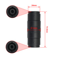 Adaptateur Speakon femelle-femelle 4 broches NL4 noir pour câble audio, rallonge de connecteur pour mixeur et amplificateur