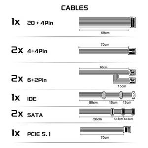 Oem 80 בתוספת זהב 850w pcie 5.0 כוח המחשב לספק מודולרי מלא activce pfc psu עבור שולחן עבודה משחקים - Product Image 5