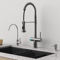 Robinet de cuisine contemporain en acier inoxydable 304 brossé, économie d'eau, contrôle automatique sans contact par capteur, monotrou