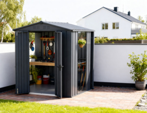 Nouveau design d'<span class=keywords><strong>abri</strong></span> de <span class=keywords><strong>jardin</strong></span> préfabriqué en métal avec fenêtre latérale transparente - Product Image 1