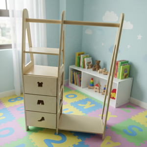 Perchero de Madera Multifuncional, Moderno, Ecológico y Duradero, Armario <span class=keywords><strong>para</strong></span> Ropa <span class=keywords><strong>para</strong></span> Dormitorio Infantil y Sala de Estar, Muebles Infantiles - Product Image 4