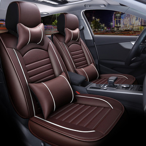 Cojín de asiento de coche de cuero universal para cuatro estaciones, antiarañazos, duradero, inodoro, conjunto completo, funda de asiento de coche, accesorios para coche - Product Image 3