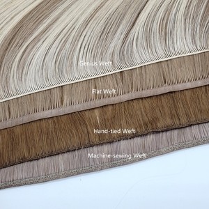 50g gênio trama cabelo loira destaques duplo desenhado mão amarrado gênio trama extensões de cabelo humano - Product Image 5