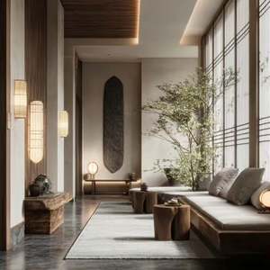 Muebles de Madera Hechos a Medida y Decoración de Estilo Chino Moderno para el Recibidor, Solución de Diseño Gráfico Integral para el Hogar - Product Image 3