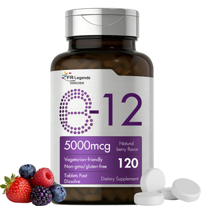 Tabletas de <span class=keywords><strong>Vitamina</strong></span> <span class=keywords><strong>B12</strong></span> de <span class=keywords><strong>5000</strong></span> <span class=keywords><strong>mcg</strong></span>, Veganas, Sin Gluten, de Sabor Natural, Sublinguales, de Disolución Rápida, OEM/ODM, 120 Unidades - Product Image 1