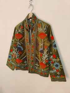 Luxury Handmade Suzani Jacket <b>Velvet</b> Floral Embroidery Boho Folk Art Statement Wear gift for her suzani <b>coat</b> <b>velvet</b> jacket <b>Coat</b> - Product Image 5
