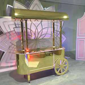 Fournitures de mariage chariot d'anniversaire en bois blanc fête événement bonbons Dessert présentoir Bar roue de chariot - Product Image 2