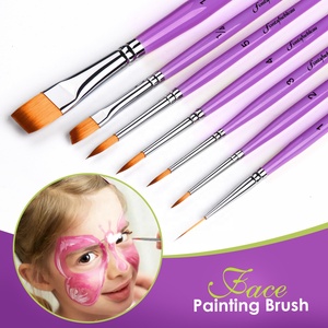 Juego de Pinceles para Pintar Caras Premium 2026, Cerdas Planas Suaves de 1/2 Pulgada con Mango de Madera Morado para Artistas - Product Image 3