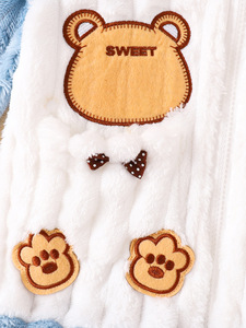 Ensemble de vêtements d'intérieur chauds pour enfants en flanelle épaisse à fermeture éclair et pantalon, motif dessin animé, pour l'automne et l'hiver - Product Image 4