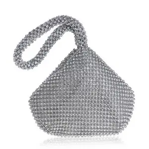 Classic Soft Women Evening Bags Rhinestones Clutches Silver Black Gold Crystal Club Party Handbags