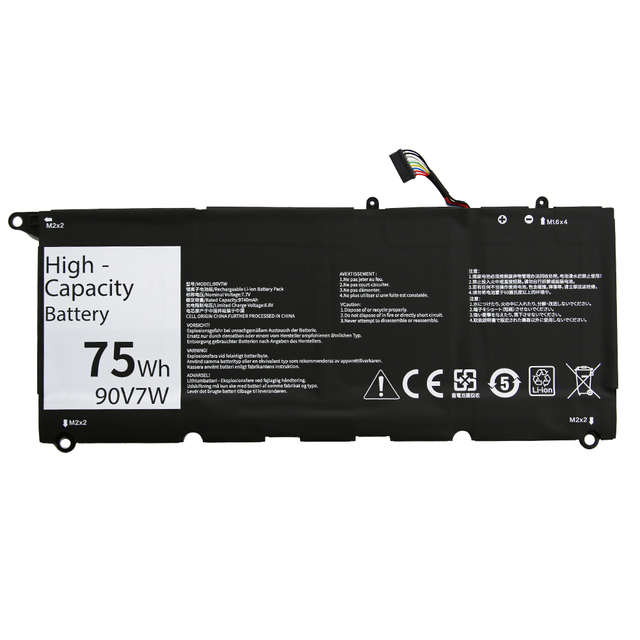 High Capacity 75Wh 90V7W Replacement Laptop Battery for Dell XPS13-9343 9350 9360 JD25G PW23Y 5K9CP 0DRRP P54G DIN02 0N7T6
