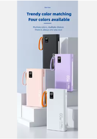 Batterie externe portable 66W Super PD à charge rapide, boîtier coloré, écran numérique, câble de charge intégré, vente en gros