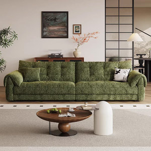 FZT 2026 New Chesterfield Elephant Ear Two Seat <b>Sofa</b> Avocado Matcha Green Cloud Straight Row Fabric Set <b>Small</b> Apartment Living - Product Image 1