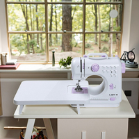 Machine à coudre multifonctionnelle avec table d'extension, mini machine électrique domestique avec lumière, coupe-fil, pédale