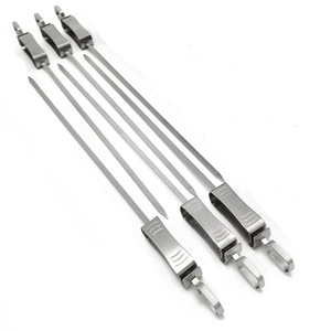Stainless Steel BBQ Skewers 35cm 45cm Flat Metal For Chicken Wings Lamb Grilling Cooking Baking Barbecue - Product Image 5