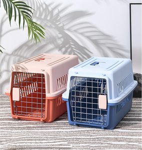 Luxury Plastic Airline Approved <b>Dog</b> & Cat Transport Box with Handle Eco-Friendly Portable Pet Carrier Metal Door 10kg Capacity - Product Image 3