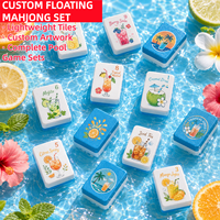 Jeu de Mahjong flottant pour l'eau, tuiles imprimées avec motifs de boissons estivales, jeu en EVA pour piscine et fête sur la plage