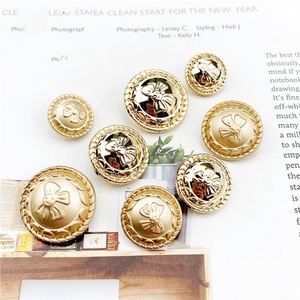 Custom Engraved Round Alloy Buttons With Gold Metal Shank Wholesale Plated and Embossed Design for Sewing by Hand - Product Image 2