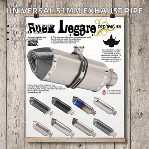Pot d'échappement universel pour moto 51 mm - Nouveau <span class=keywords><strong>Db</strong></span> <span class=keywords><strong>Killer</strong></span> pour rénovation/amélioration compatible avec Gixxer155 R15 GSXR125 PCX Msx125 Cbr125r - Product Image 2