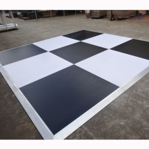 Sol de danse portable d'extérieur noir et blanc brillant pour la décoration de fête - Product Image 2