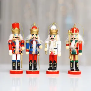 Figuras en miniatura de madera de Cascanueces para niños, 4 Uds., marionetas artesanales Vintage, adornos de Navidad para Año Nuevo, decoración del hogar