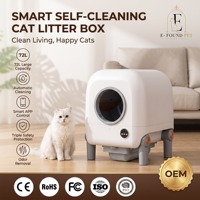 Litière Intelligente pour Chat, Auto-Nettoyante, Fermée, 72L, Contrôle par APP, WiFi, Anti-Odeur, Surveillance Intelligente, pour Grands Chats, en Plastique