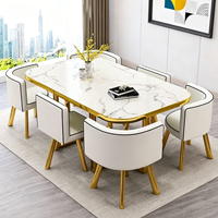 Ensemble de table à manger rectangulaire minimaliste moderne, table et chaises de luxe léger pour réception, négociation et salle de réunion