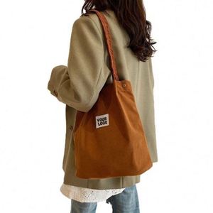Bolso Tote de Lona y Pana con Asa de Hombro para Mujer, Bolso de Cordón con Bolsillo Interior para el Trabajo, la Playa, el Almuerzo, Viajes, Compras, Regalos Personalizados - Product Image 1