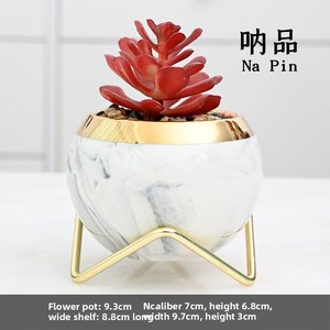 Napin exclusivo patrón de mármol borde dorado esférico cerámica suculenta maceta soporte moderno esmaltado para exportación de comercio exterior - Product Image 6