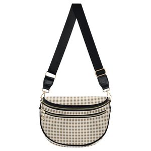 Nouveauté : Sac à main croissant personnalisé à carreaux pour femme, sac bandoulière avec sangle réglable et fermeture éclair, idéal pour un usage quotidien - Product Image 1