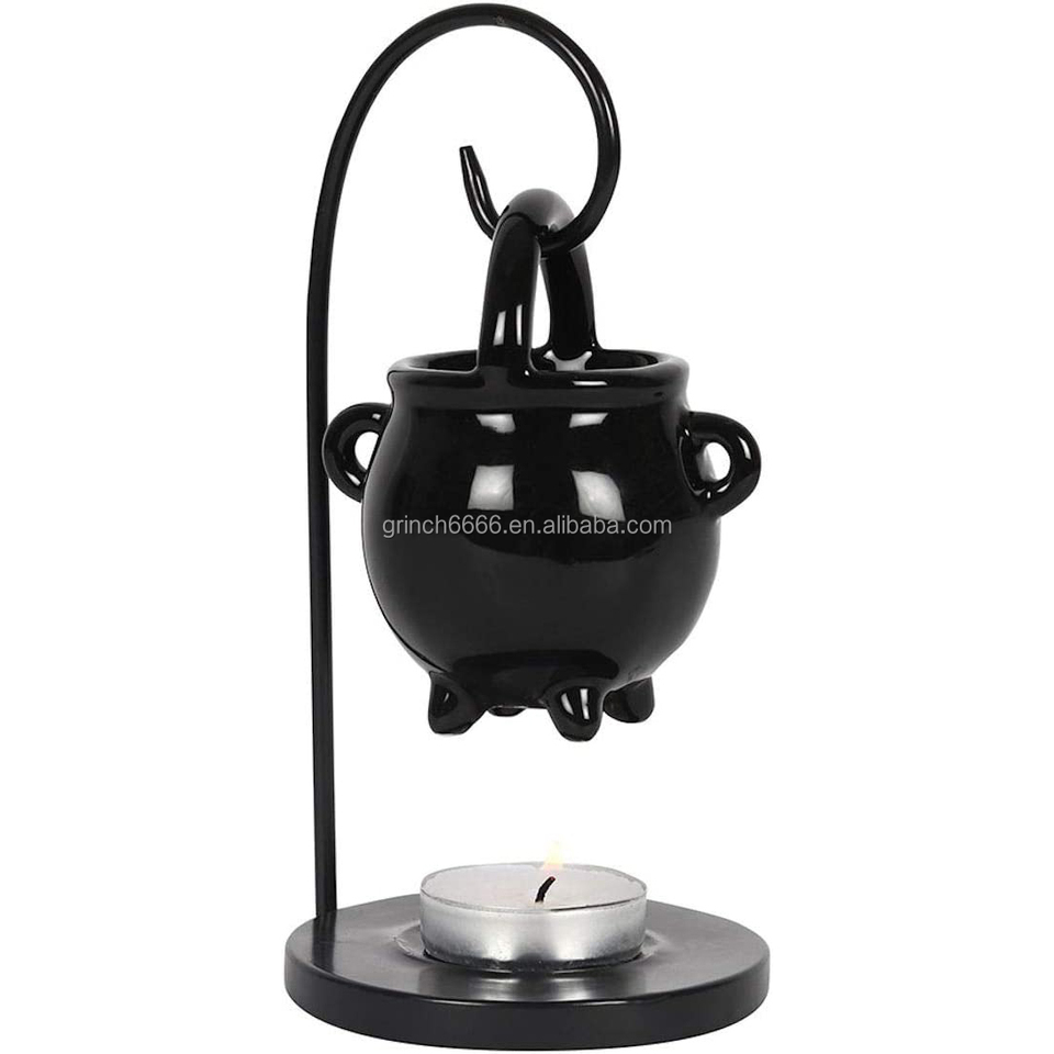 2025 Hanging Cauldron Pagan Oil Burner Witches Witchcraft Home Decor Black Wax Warmer Aroma Diffuser Candle Tealight Spirit