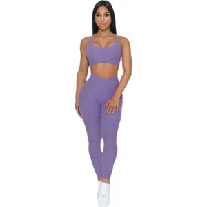 Soutien-gorge et Leggings de Yoga pour femmes, tenue de Sport sans couture, ensemble de 2 pièces