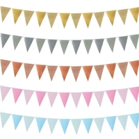 Guirlande de fanions triangulaires INS en papier écologique, bannière en papier de soie, guirlande à double face à carreaux, bannière personnalisée pour fête