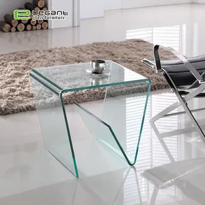 Meja Samping Kaca Modern Bentuk Unik Furnitur Ruang Tamu