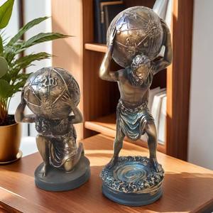 Sculture Decorative per la Casa in Resina, Statua di <span class=keywords><strong>Atlante</strong></span> che Sostiene il Globo Terrestre della Mitologia Greca, Figurine in Bronzo Personalizzate, Ornamento da Tavolo - Product Image 2
