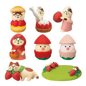 Japanese Style Zakka Cat Figurine Strawberry Tart Miniature Resin Ornament Home Desktop Car Decoration Artistic Craft Gift - Product Image 5