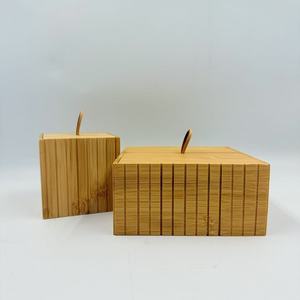 Square <b>Wooden</b> <b>Desk</b> Storage Box With Lid Bamboo Pencil Cup For Office School Supplies - Product Image 1