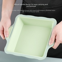 Moule à gâteau en silicone avec cadre en fer, plaque de cuisson carrée antiadhésive pour four, micro-ondes, congélateur, style nordique avec poignées anti-brûlure