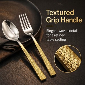 Ensemble de vaisselle créatif en acier inoxydable épaissi à motifs, pour restaurants occidentaux, ensemble de cinq pièces - Product Image 3