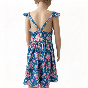 Robe pour filles en soie de lait à imprimé floral, manches bouffantes, robe pour enfants, OEM ODM, robe personnalisée pour fillette - Product Image 2