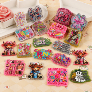 Insignia de Enfermera Personalizada Colorida con Porta Insignias Acrílico Plano, Patrones Florales y Texto para Decoraciones DIY, Marca Kovict - Product Image 3