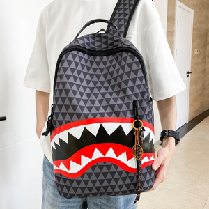 กระเป๋าเป้ลายฉลามกันน้ำ คุณสมบัติป้องกันการโจรกรรม เป้สะพายหลังอเนกประสงค์สำหรับกิจกรรมกีฬาลำลองกลางแจ้งของเด็กผู้ชาย - Product Image 6