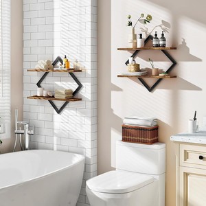 Estante de Almacenamiento de Pared en Forma de Diamante OY-AL de 60x70cm para Artículos de Cuidado Personal en el Baño, Estante de Esquina Resistente - Product Image 1