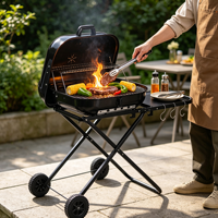 Barbecue au charbon de bois pliable et portable en acier robuste, avec chariot, conception sans fumée, idéal pour le camping et l'extérieur – Vente directe usine