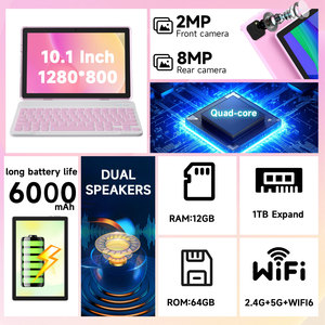 Tableta de 10 Pulgadas con 12 GB de RAM (3 GB + 9 GB Expandibles) + 64 GB de ROM, Pantalla Táctil HD de 1280 * 800, Tableta 2 en 1 con Funda con Teclado, Ratón y Lápiz Óptico - Product Image 2