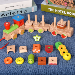 Tren Montessori de Frutas Set de Encaje de Formas Bloques de Apilamiento DIY Rompecabezas Geométrico Tractor Juguetes Educativos para Niños y Niñas - Product Image 2