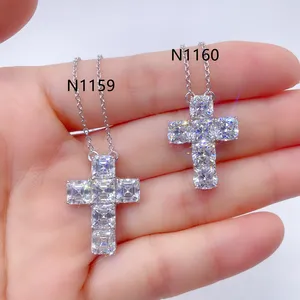 Tùy Chỉnh Đồ Trang Sức 10K 14K 8K Chữ Thập Vòng Cổ Mặt Dây Chuyền Vvs Moissanite 14K Vàng Thật Mặt Dây Chuyền Vàng Rắn Vòng Cổ Mặt Dây Chuyền