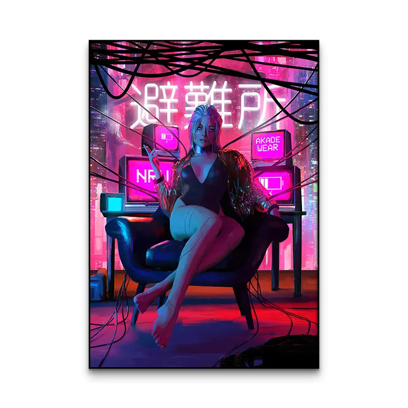 Cyberpunk dekorasi dinding LED Neon untuk ruang game