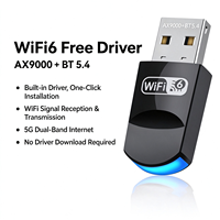 Adaptateur Wi-Fi 6 sans pilote 900 Mbps BT 5.4 Plug & Play pour le jeu, double bande, USB, externe, sans fil, pour ordinateur de bureau